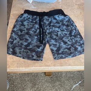 Perry Ellis Black and Gray Camo Athletic Shorts
